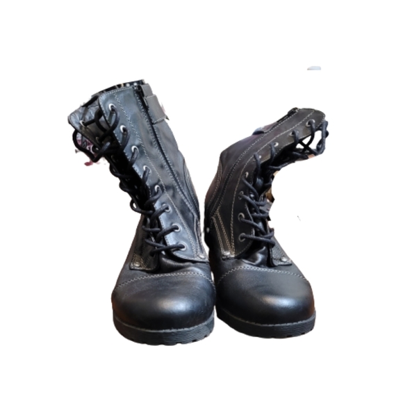 G BY GUESS moto combat boots 9 motorcycle buckles lace up - Picture 3 of 8